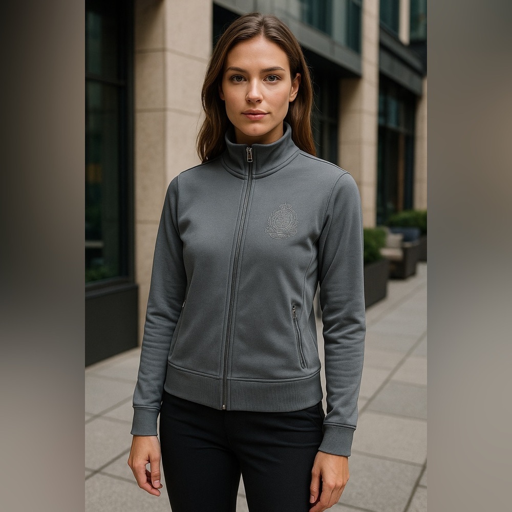 Vintage Lauren Ralph Lauren Active Women 2-Tone Gray Zip Track Jacket Sz Small